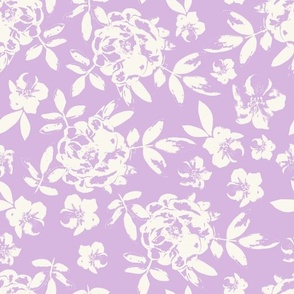 Vibrant Lavender and Cream Rose Floral (12")