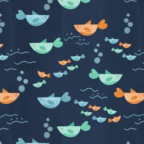 Kids Room Fish Fabric, Wallpaper and Home Decor