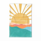 Summer Sunshine Abstract Landscape Modern Boho Tea Towel / Wall Hanging