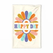 Retro Daisy Happy Day Quote Tea Towel /Wall Hanging - Cali Sun 