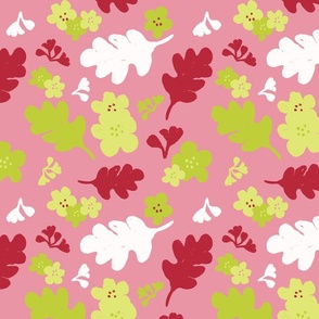 Ferns & Flowers Summer Morning - Pink