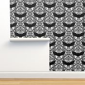 Black bat Damask White background