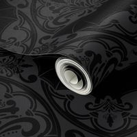 Black bat Damask On Dark Grey background