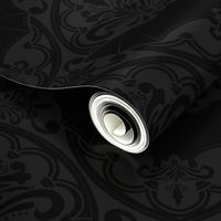 Black bat Damask On Dark Grey background