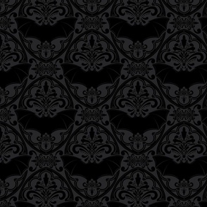 Black bat Damask On Dark Grey background