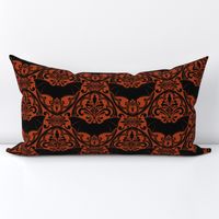 Black bat Damask Dark Orange background