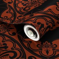 Black bat Damask Dark Orange background