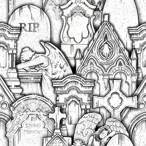 Grave Stone pattern Monochrome