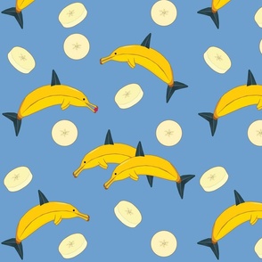 Banana Dolphins Blue - Larger 