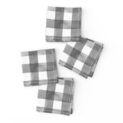 Soft Black and White Gingham Buffalo Plaid - Medium Scale - Watercolor Painted Grey Gray