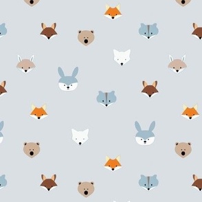 small Scandinavian woodland animals gender neutral fox bear rabbit wolf cute baby blanket bedding nursery