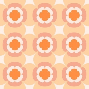 Geometric Flowers Seventies Groovy Mod in Orange Yellow Peach