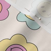 Cute Smiley Face Flowers in Pastel Multi 90s y2k retro