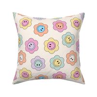 Cute Smiley Face Flowers in Pastel Multi 90s y2k retro