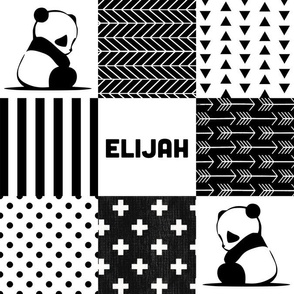 ELIJAH Panda Patchwork | Geometric | B&W | 3x3 4.5”SQ