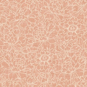 Peony Bloom Beige Peach Ochre