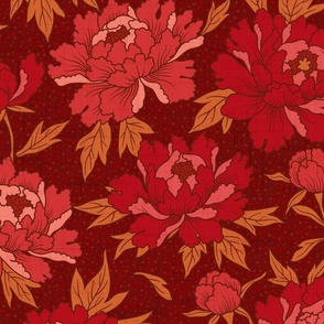 Peony Floral Dark Red