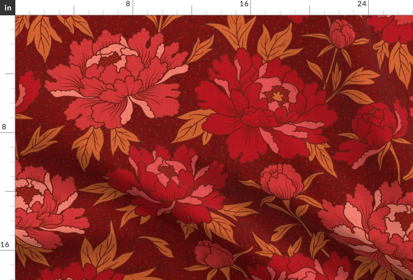 Peony Floral Dark Red