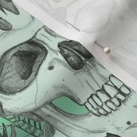 skull damask jade