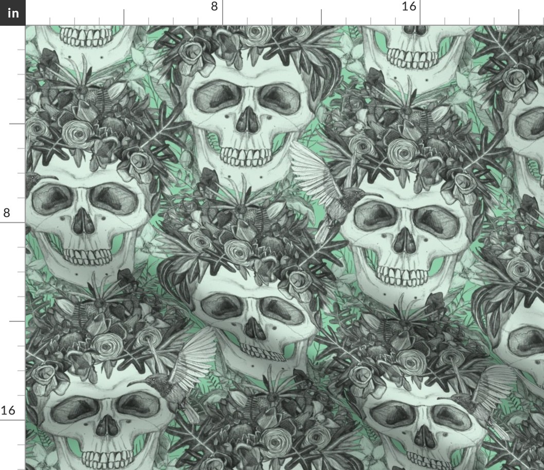 skull damask jade