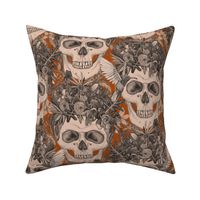 skull damask rust