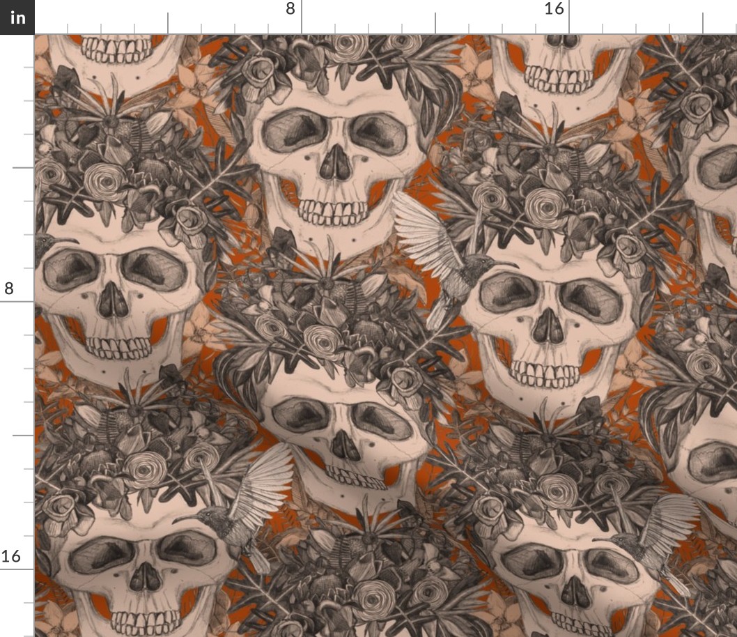 skull damask rust