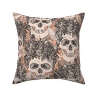 skull damask peach