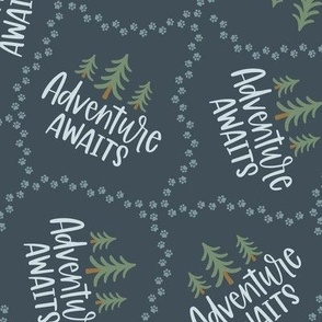 Adventure Awaits - Navy Blue, Large Scale