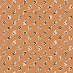 Boho teardrop paisley pattern | gypsy | rust orange | Caramel Orange | Medium 2.5inch repeat