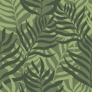 palm leaves - green - 8x8 fabric // 24x24 wallpaper