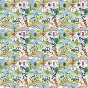 Farm life - A day at the farm | gender neutral colourful bright | small scale 6inch fabric