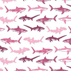Sharks Block Print Stripes Pinks by Angel Gerardo