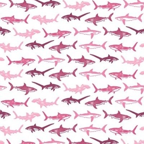 Sharks Block Print Stripes Pinks by Angel Gerardo - Small Scale