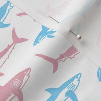 Sharks Block Print Trans Flag Pink and Blue by Angel Gerardo