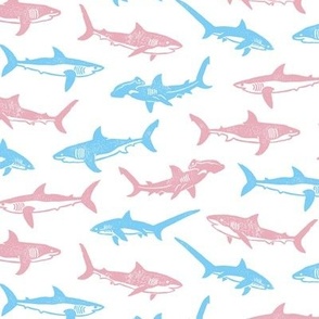 Sharks Block Print Trans Flag Pink and Blue by Angel Gerardo