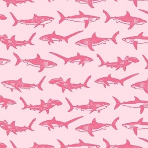 Sharks Block Print Bubble Gum Stripes Pink by Angel Gerardo