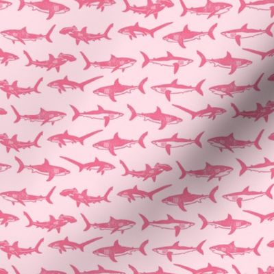 Sharks Block Print Bubble Gum Stripes Pink by Angel Gerardo - Small Scale