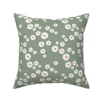 Daisy blossom white petal boho flowers minimalist garden autumn winter olive green