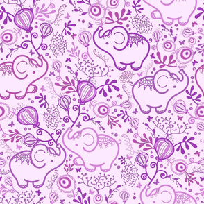 Purple Elephants With Bouquets