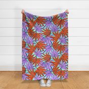 Palm Trees Leaves | Periwinkle and Red