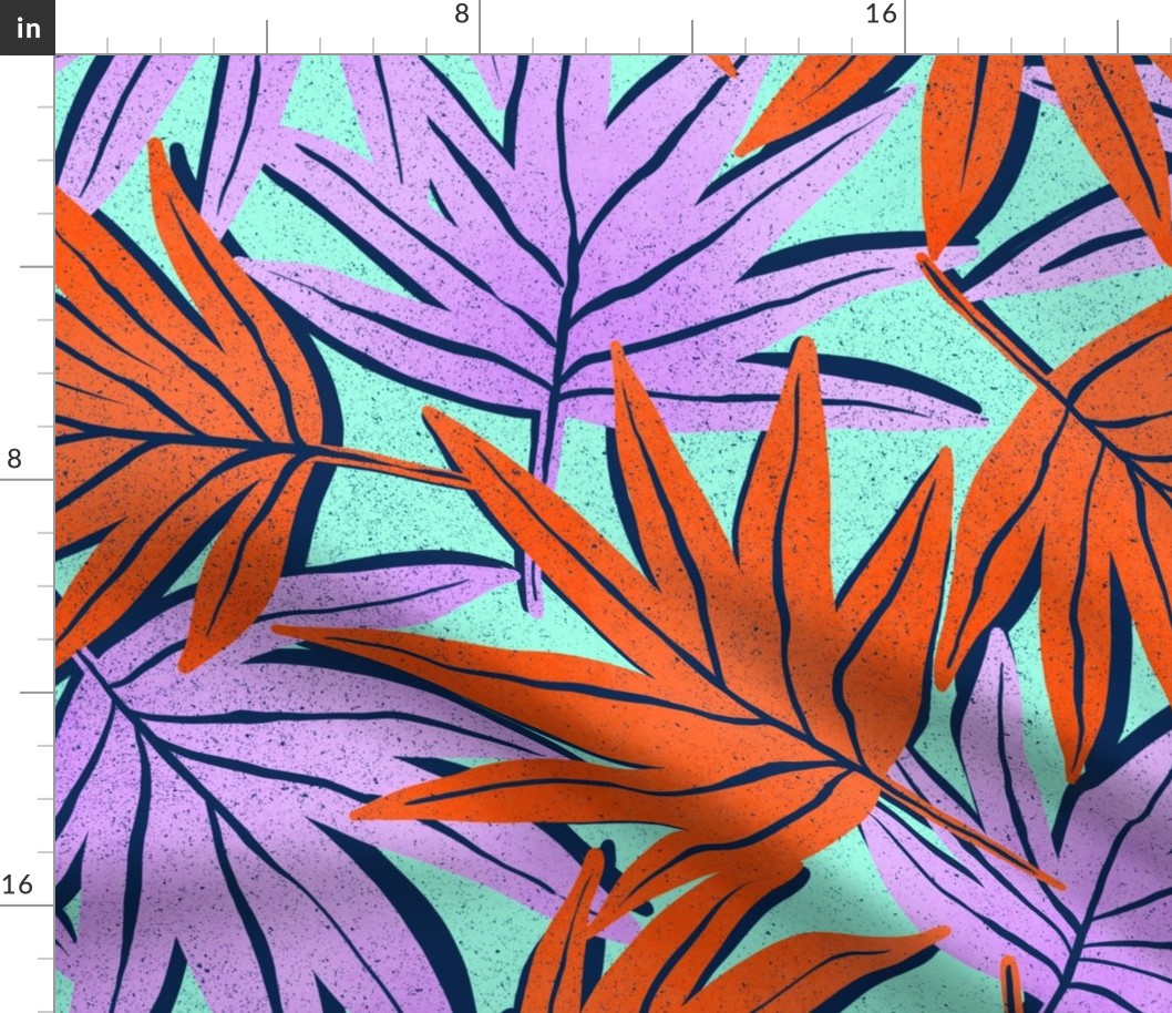 Palm Trees Leaves | Periwinkle and Red