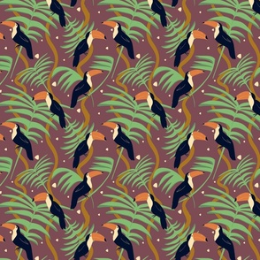 Toucan love-pink background with triangles