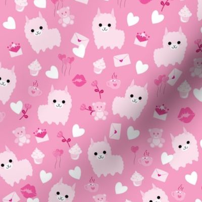 Valentine llama monochrome pink - M