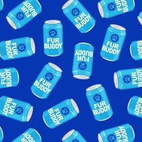 (small scale)Fur Buddy - Dog Paw Beer Cans - bright blue on blue - LAD22