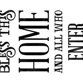 Bless This Home Quote Tea Towel / Wall Hanging - White and Black