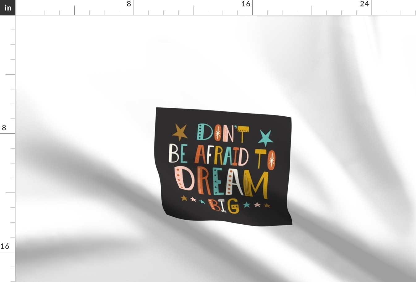 Don't Be Afraid To Dream Big - Hand Lettered Inspirational Quote 8" Square - Black Multi Spice