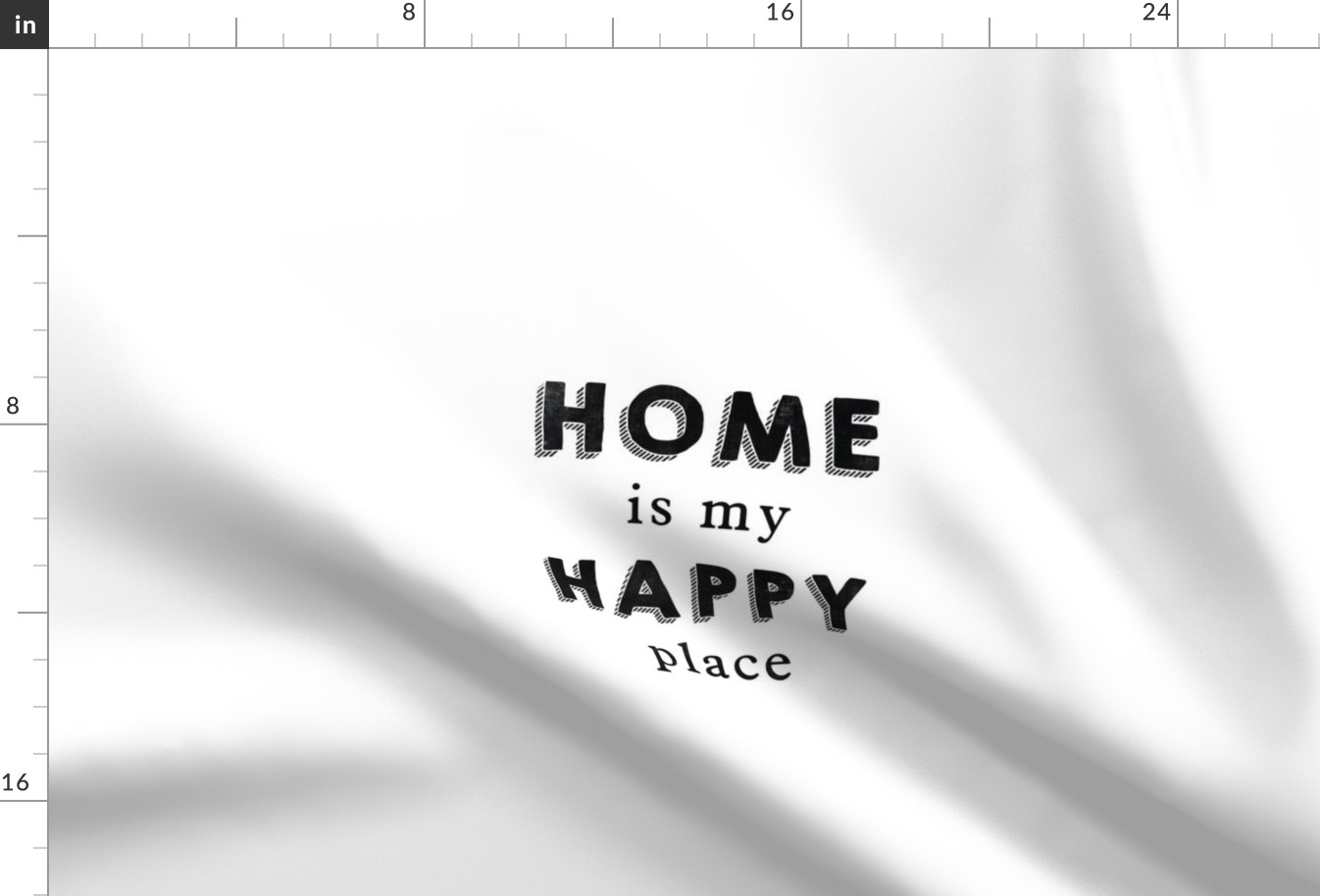 Home Is My Happy Place White Hand Lettered Typography Quote 8" Square
