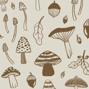 Sketched Mushrooms Cream - Large