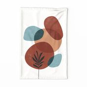 Modern Boho Leaf Orb Tea Towel / Wall Hanging - Terra Cotta Ivory