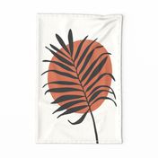Abstract Leaf Frond Terra Cotta Ivory - Art Canvas Portrait